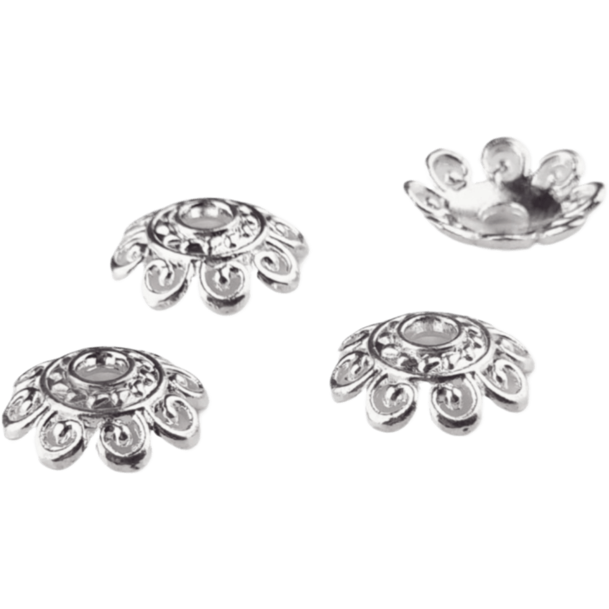 Acryl kralen - Kralenkapjes - Bloem - 12 mm - Wit Zilver - Afbeelding 2