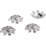 Acryl kralen - Kralenkapjes - Bloem - 12 mm - Wit Zilver - Afbeelding 2