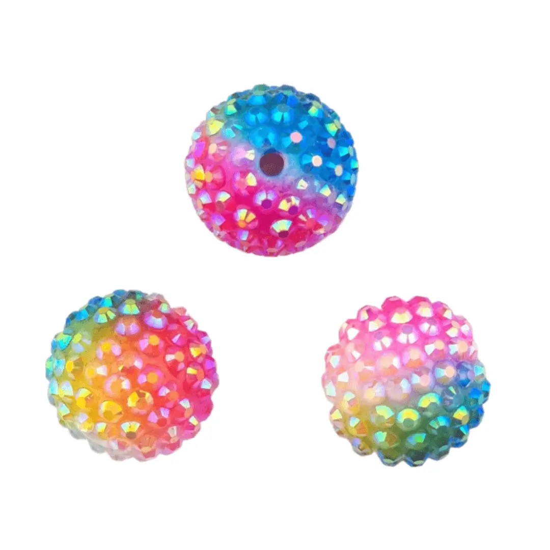 Sans titre Perles acryliques avec pierres - 20 mm - multicolore - arc-en-ciel – Image 1