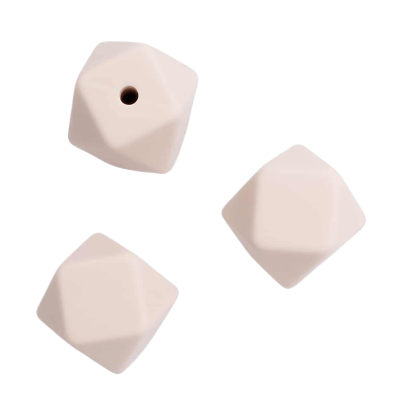 Sechseck 14 mm Silikonperlen alte Spitze Creme Beißring