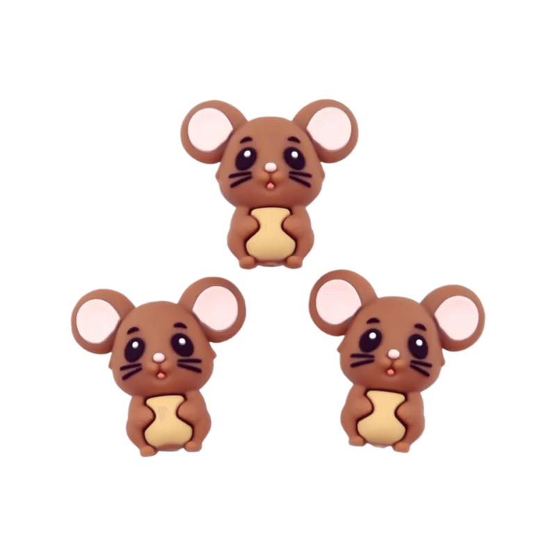 Perle de silicone - 3D - Souris - Chocolat au lait