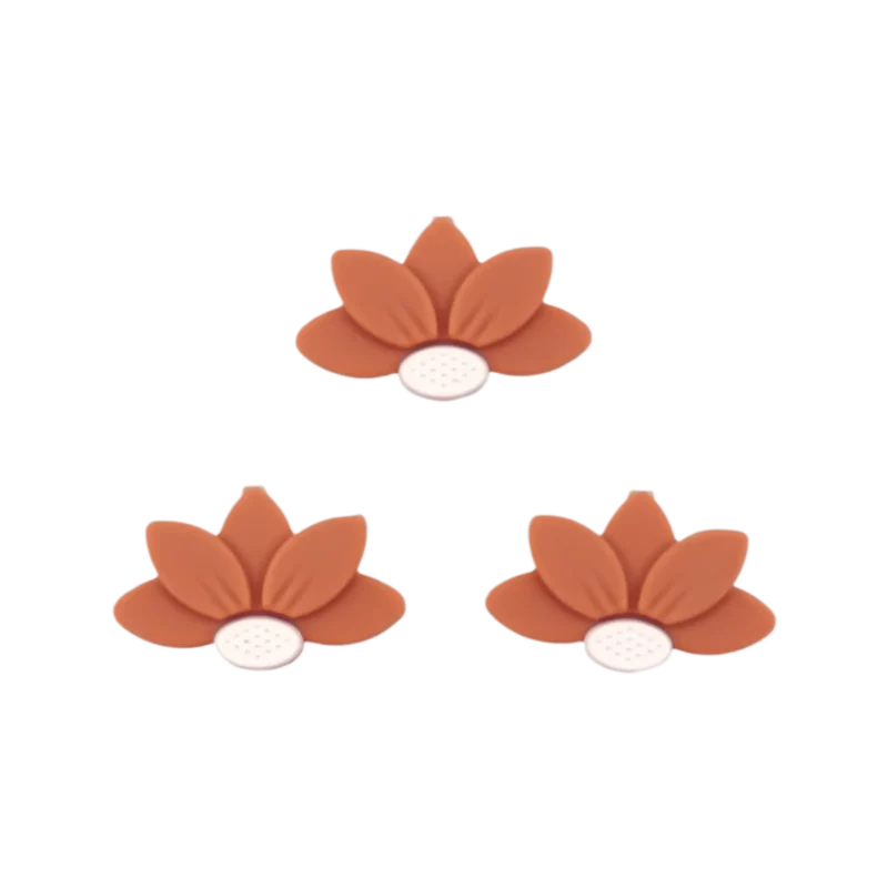 Silikonperlen - Halb Gänseblümchen/Blume - Terracotta