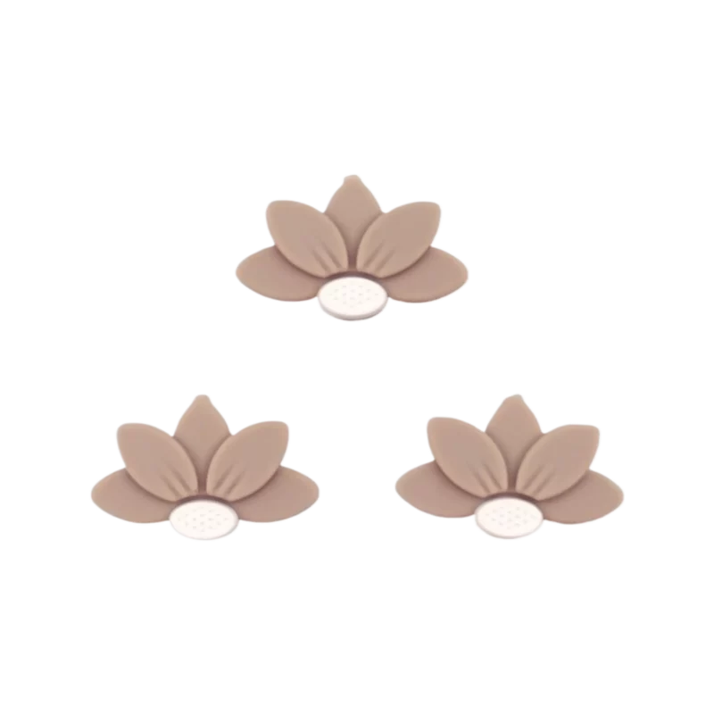 Silikonperlen - Halb Gänseblümchen/Blume - Taupe