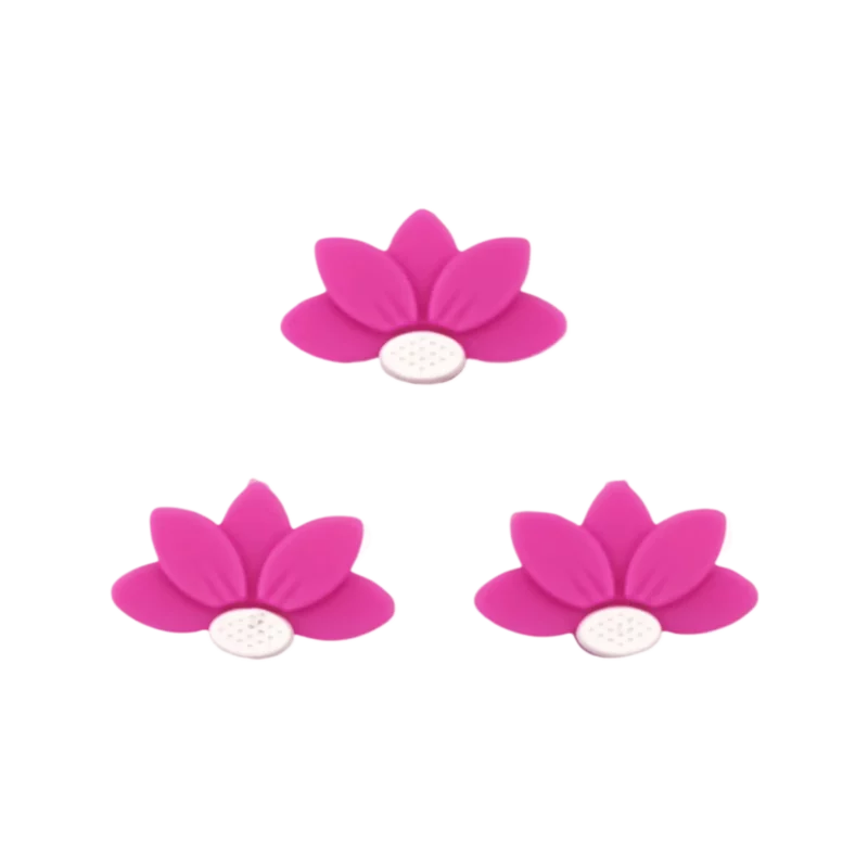 Silikonperlen - Halb Gänseblümchen/Blume - Magenta