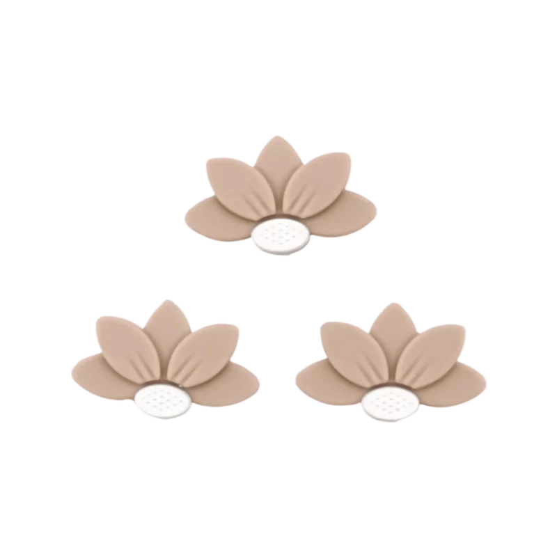 Silikonperlen - Halb Gänseblümchen/Blume - Holz