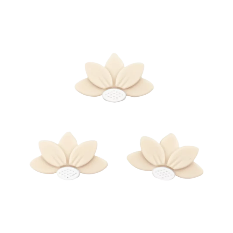 Silikonperlen - Halb Gänseblümchen/Blume - Elfenbein