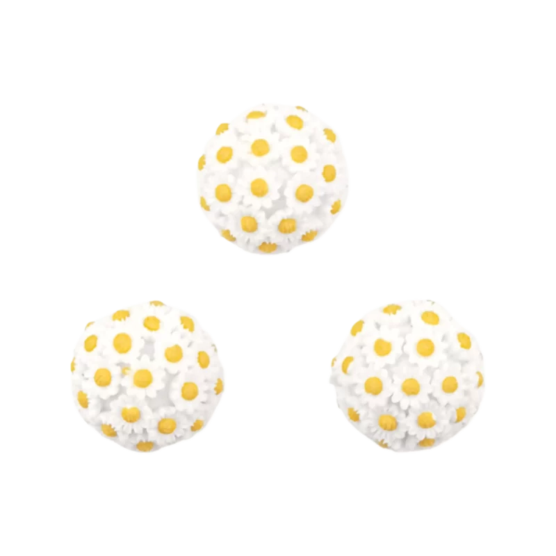 Perle acrylique avec fleurs - 20 mm - blanche