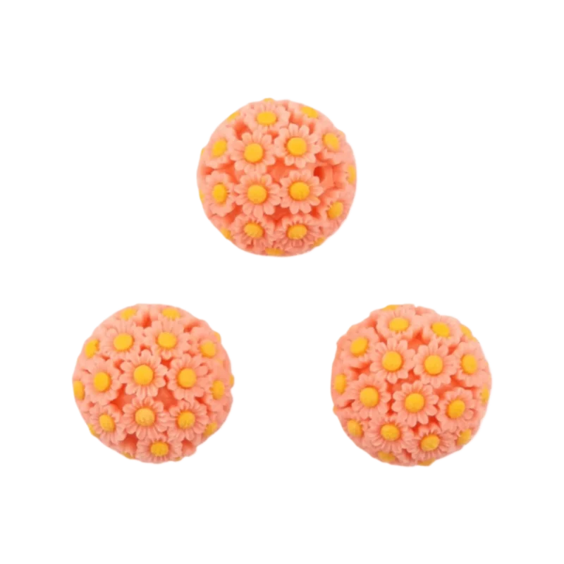 Perle acrylique avec fleurs - 20 mm - Cantaloupe