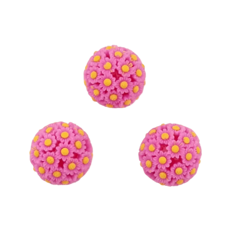 Perle acrylique avec fleurs - 20 mm - Magenta