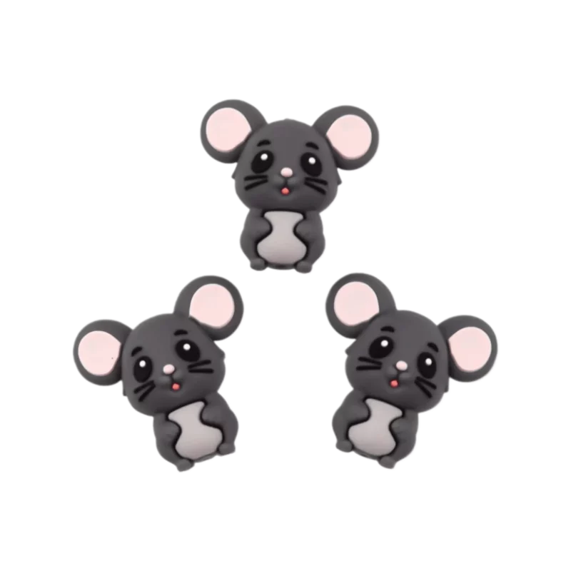 Perle de silicone - 3D - Souris - Anthracite