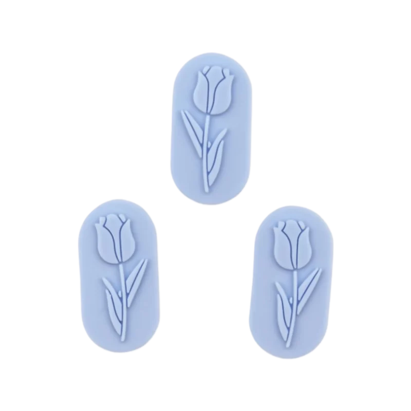 Silikonperlen - Tulpenstein - Helles Puderblau