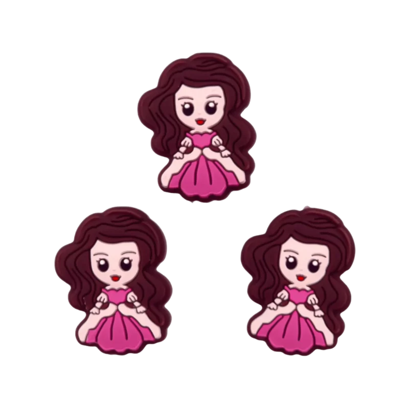 Siliconen kralen - Prinses - Choco - Magenta