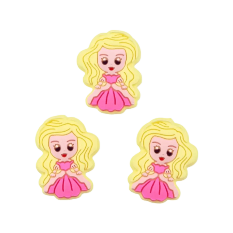 Siliconen kralen - Prinses - Licht Geel - Candy roze