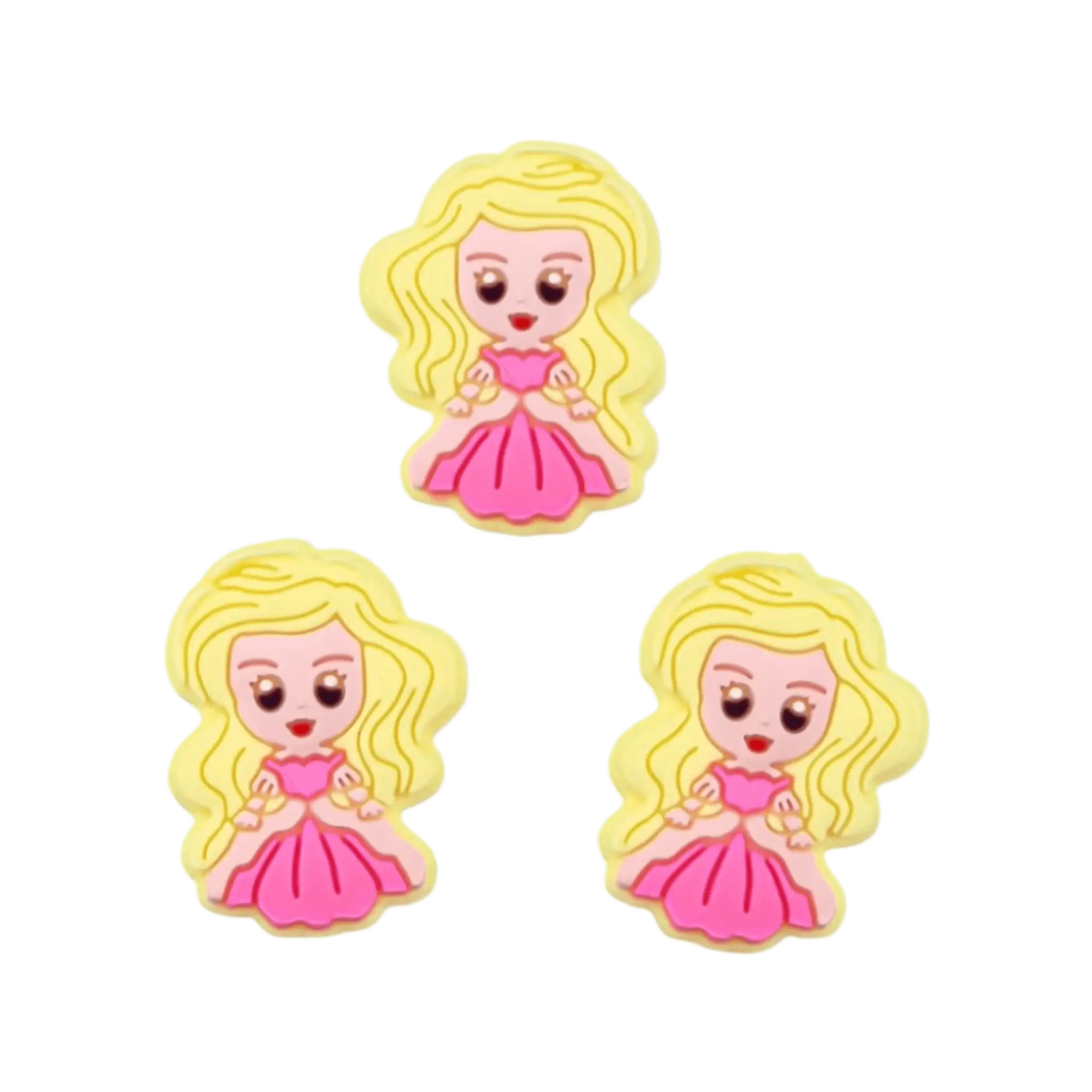 Naamloos-362 Siliconen kralen - Prinses - Licht Geel - Candy roze - Afbeelding 1