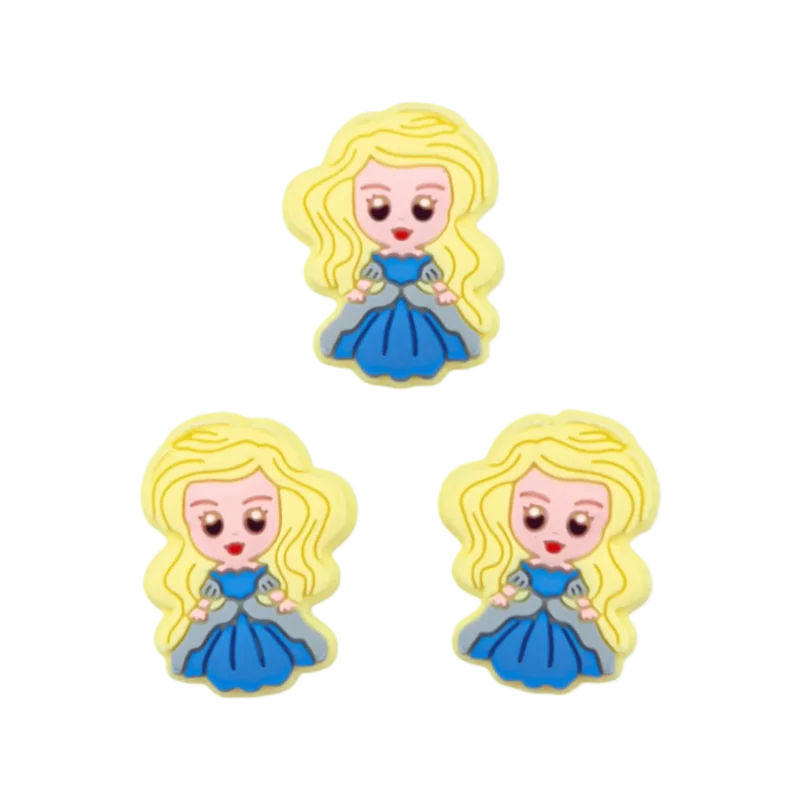 Siliconen kralen - Prinses - Licht Geel - Hemels blauw