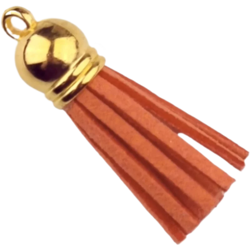 Schlüsselanhänger Quaste - 37 mm - Terrakotta/Gold