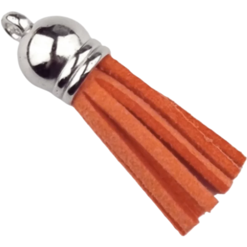 Schlüsselanhänger Quaste - 37 mm - Terracotta/Silber