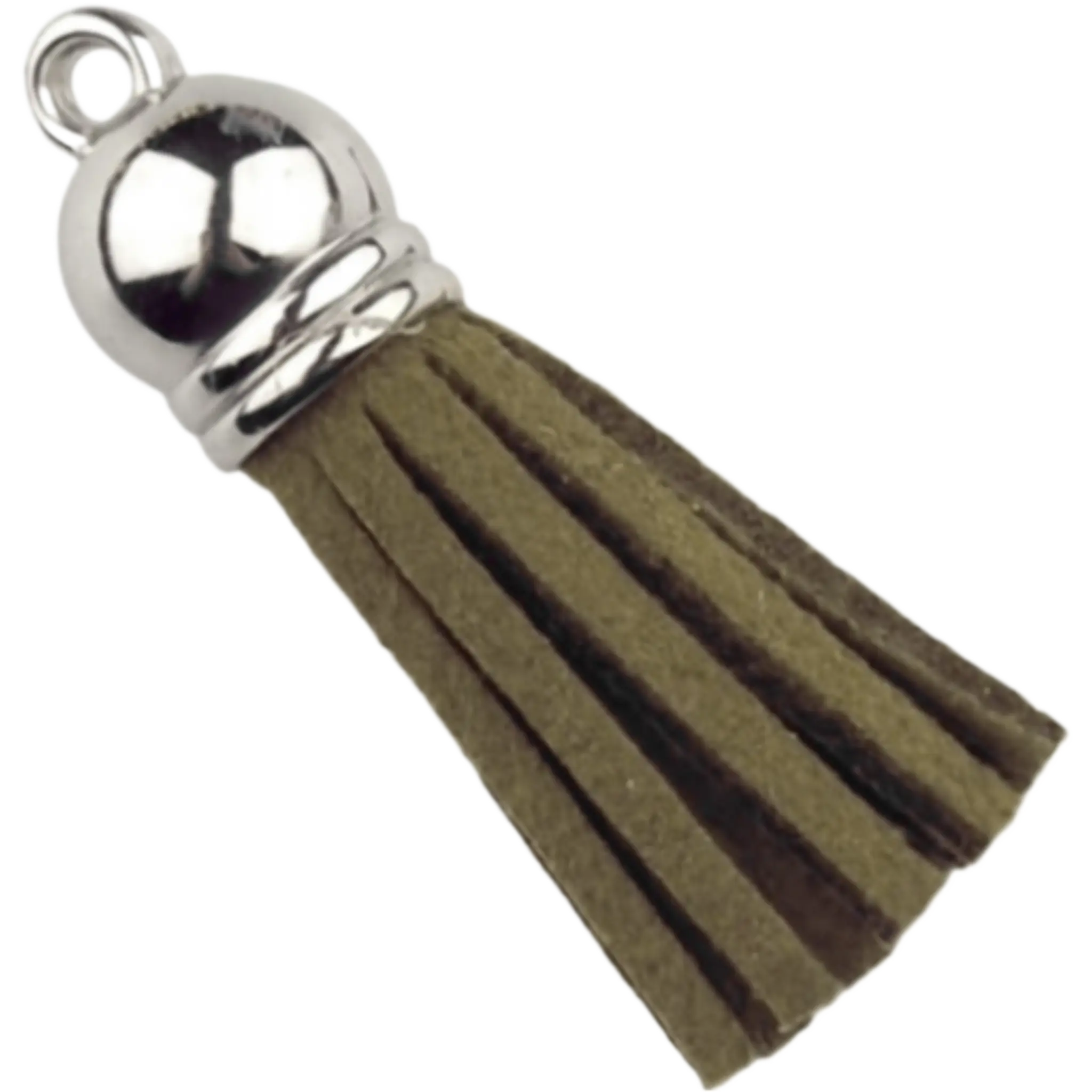 Naamloos-458 Schlüsselanhänger Quaste - 37 mm - Moosgrün/Silber – Bild 1