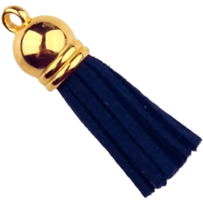 Schlüsselanhänger Quaste - 37 mm - Dunkelblau/Gold