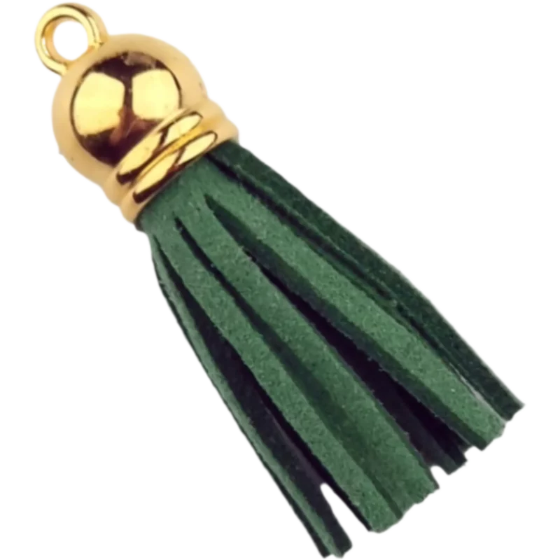 Schlüsselanhänger Quaste - 37 mm - Kleegrün/Gold