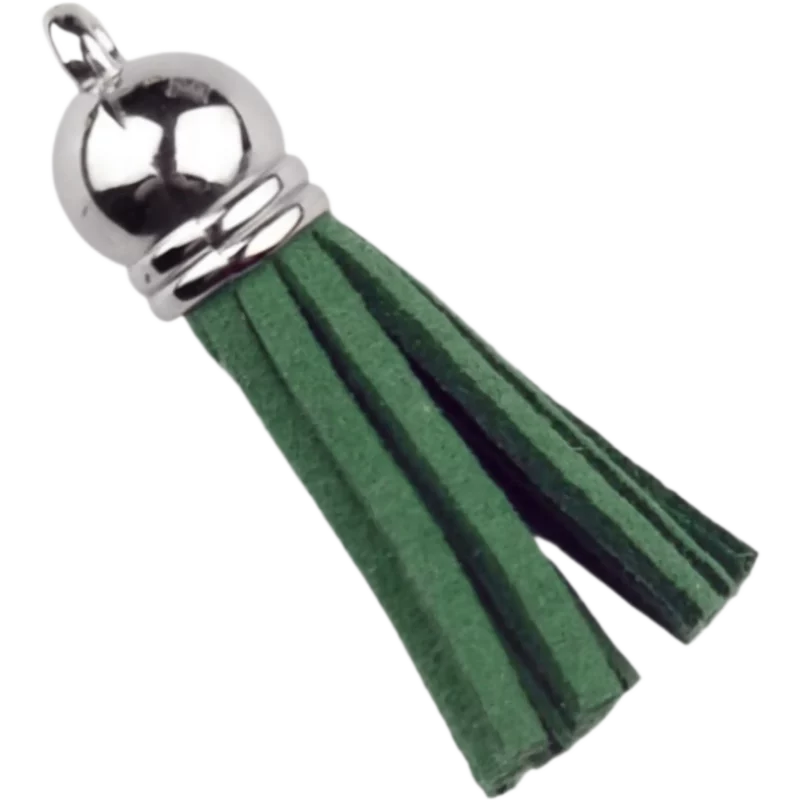 Schlüsselanhänger Quaste - 37 mm - Kleegrün/Silber