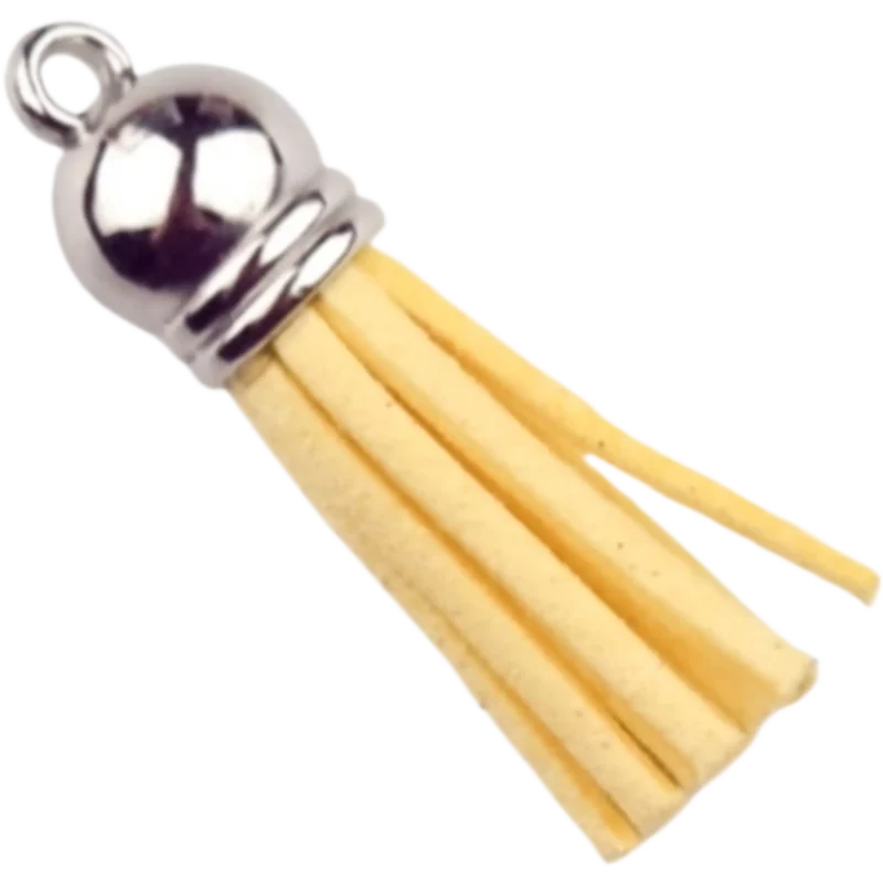 Schlüsselanhänger Quaste - 37 mm - Hellgelb/Silber