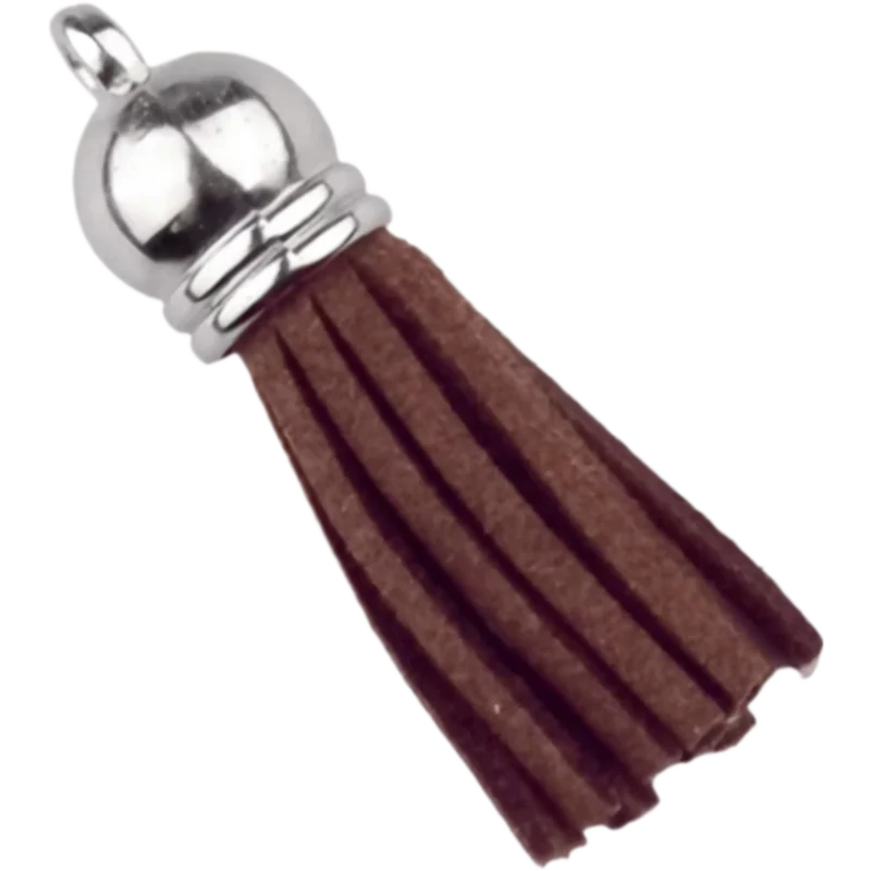 Schlüsselanhänger Quaste - 37 mm - Brownie/Silber