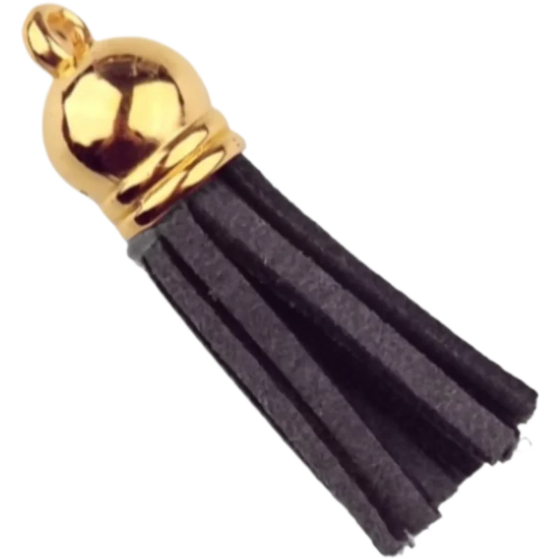 Schlüsselanhänger Quaste - 37 mm - Anthrazit/Gold