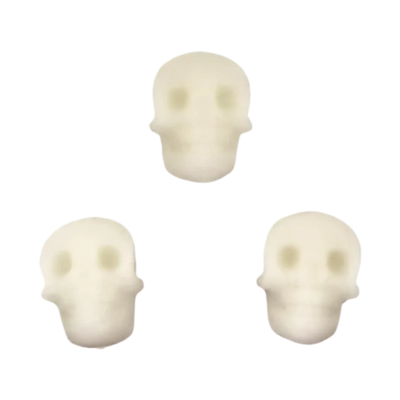 Siliconen kralen - Schedel 3D - Glow In The Dark Wit