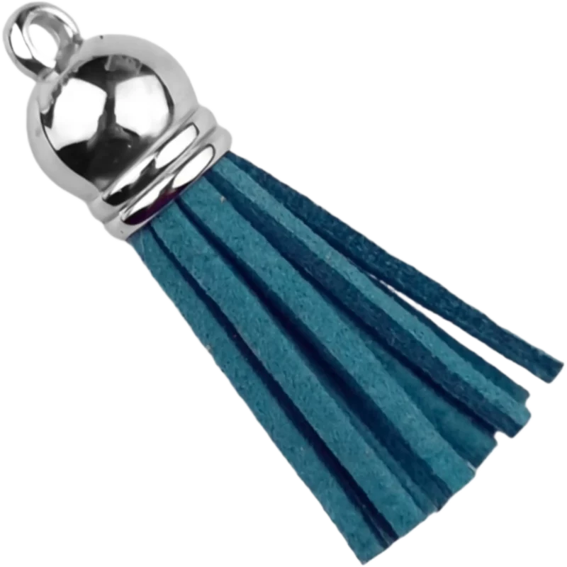 Schlüsselanhänger Quaste - 37 mm - Dunkelgrün/Silber