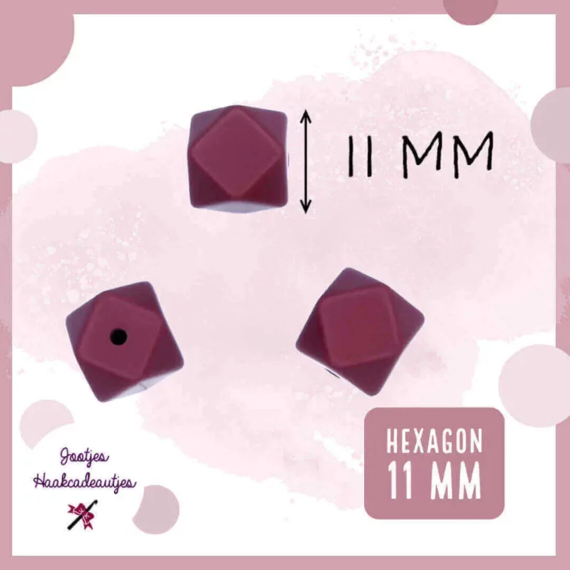 Siliconen kralen Hexagon 11 mm Groothandel BPA vrij