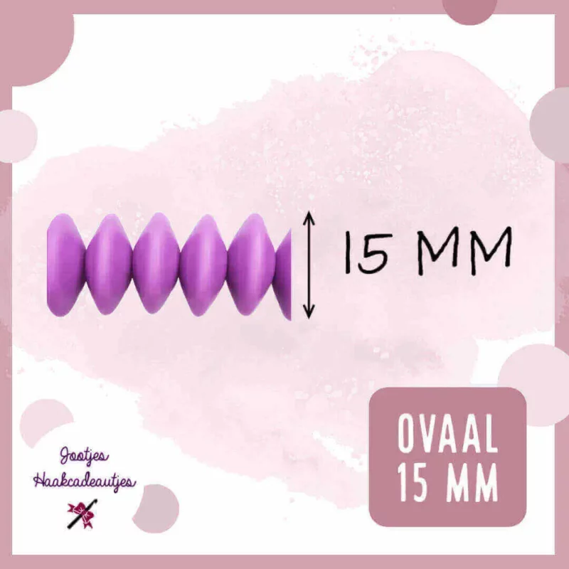Siliconen kralen ovaal discus 15 mm voor bijtring groothandel
