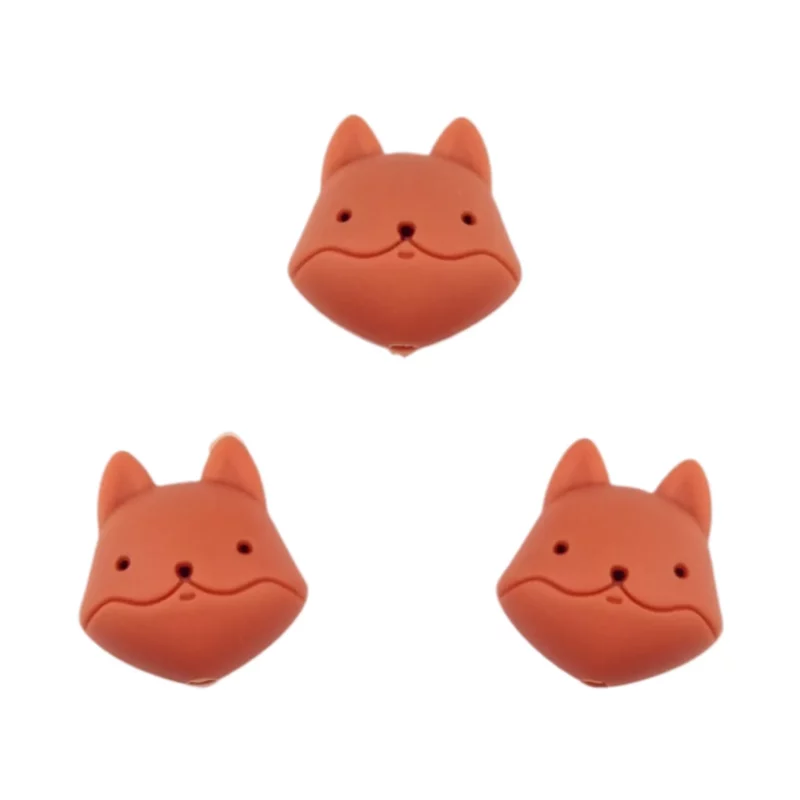 Silikonperlen - 3D Fuchs - Terracotta