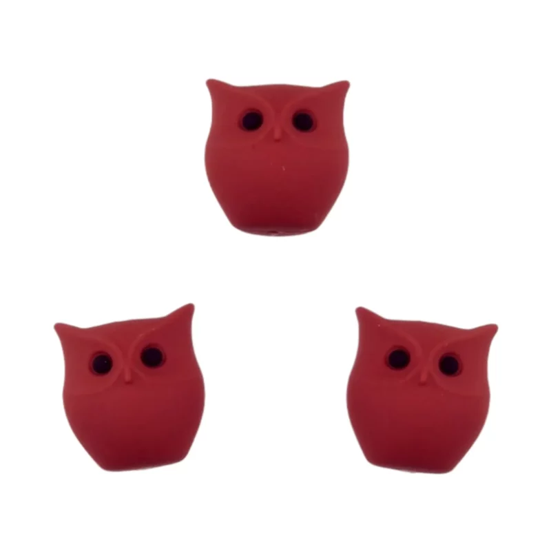 Perle de silicone - 3D - Hibou - rouge rouille