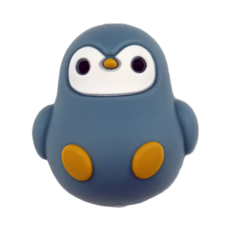 Perles en silicone - 3D - Pingouin - Pétrole gris - Ocre