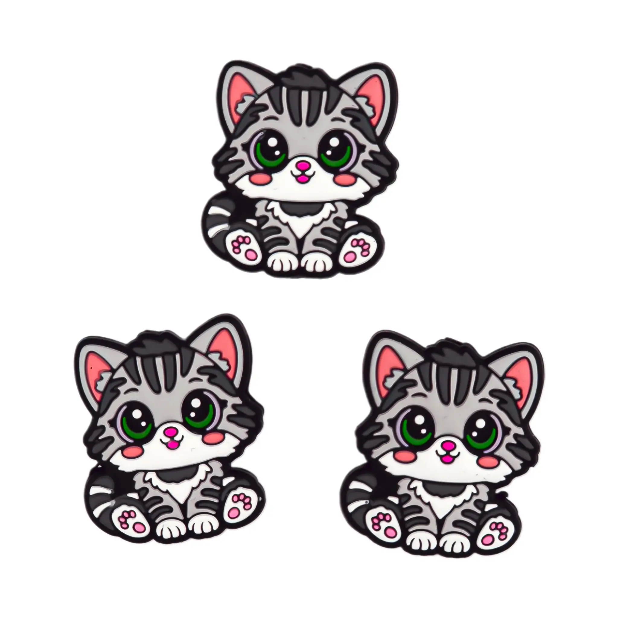 Naamloos-691 Perle de silicone - Chaton - Gris – Image 1