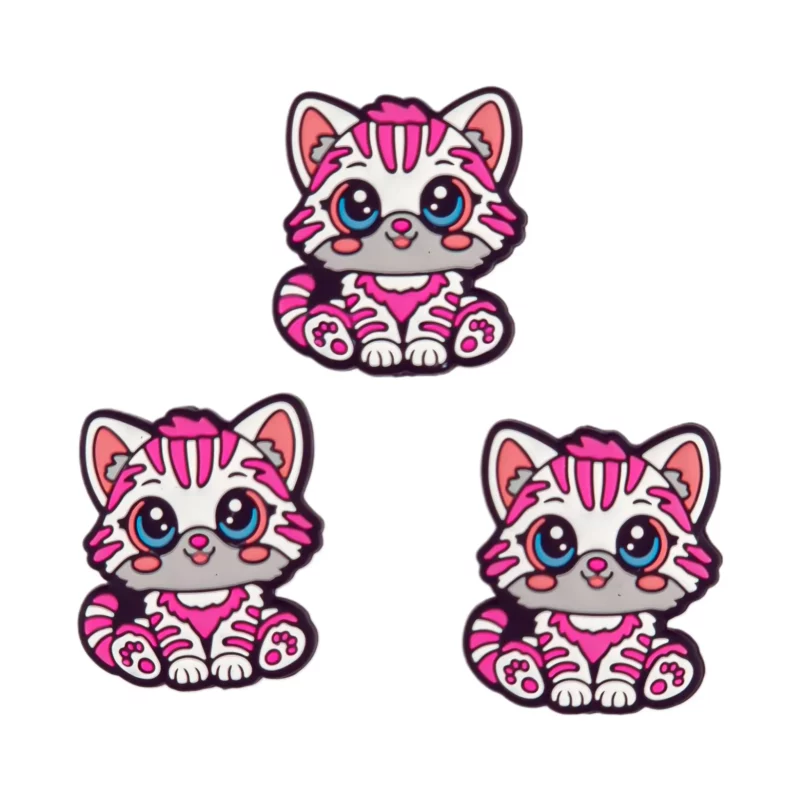 Perle de silicone - Chaton - Rose