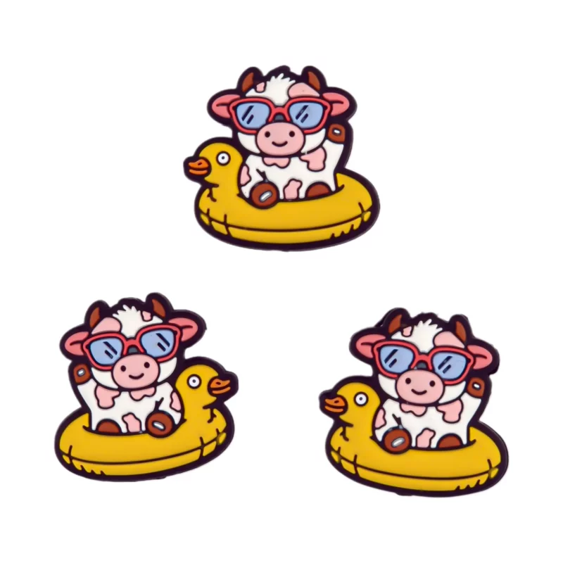 Perle en silicone - Vache avec bandeau de natation