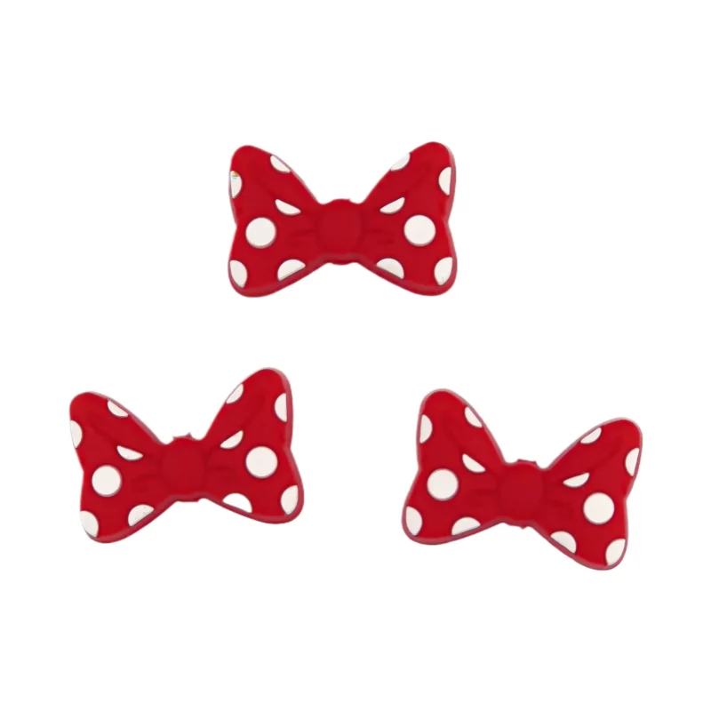 Siliconen kraal - Strik met Stippen - Bloedrood