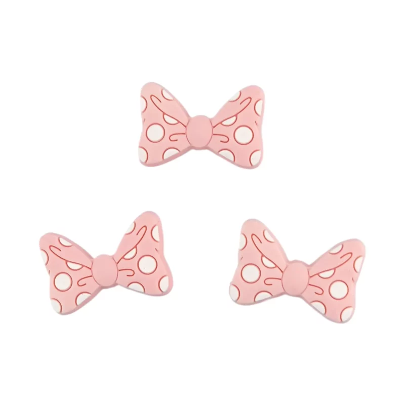 Siliconen kraal - Strik met Stippen - Perzik Roze