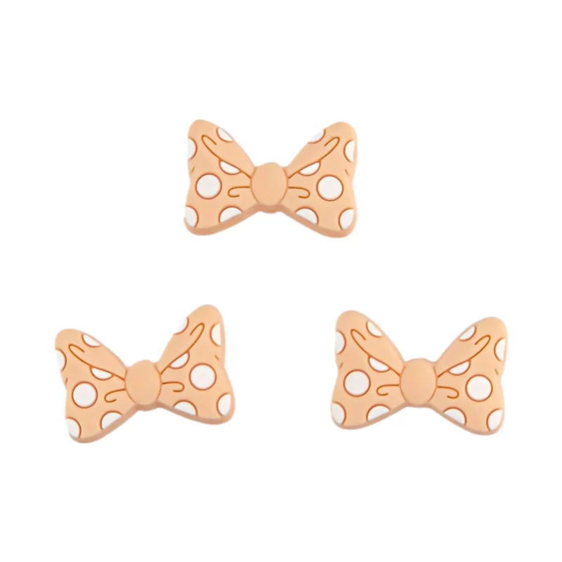 Siliconen kraal - Strik met Stippen - Perzik