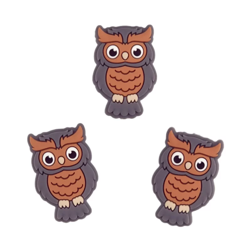 Perles en silicone - Hibou - Chocolat au lait / Anthracite