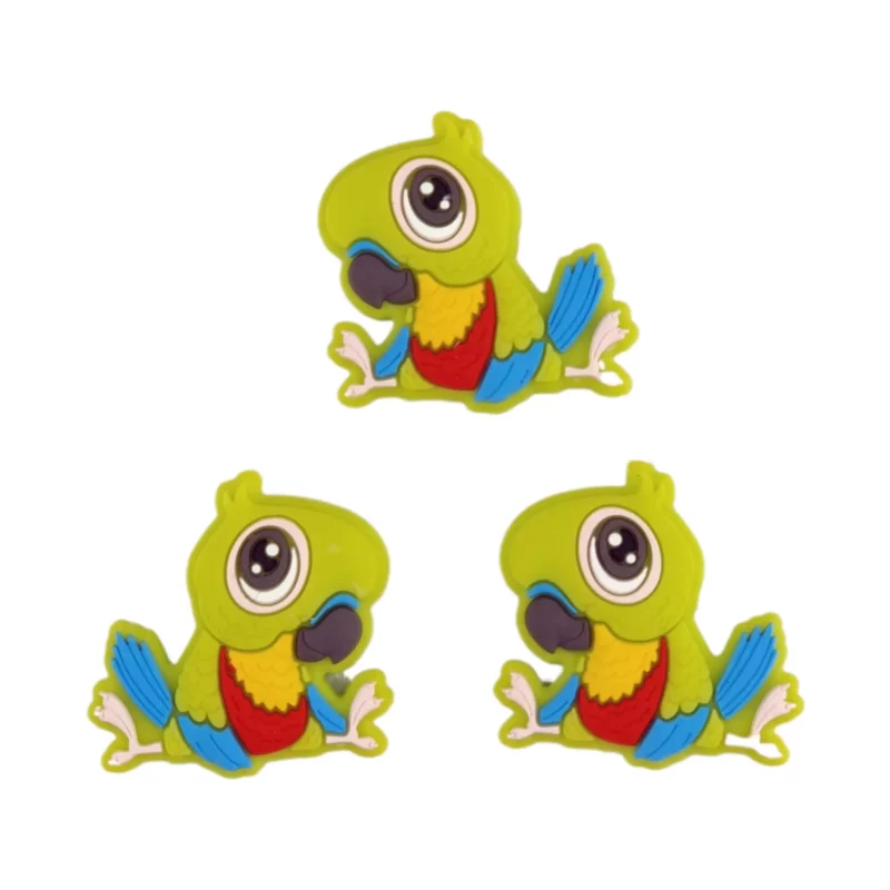 Perles en silicone - Perroquet - Vert vif