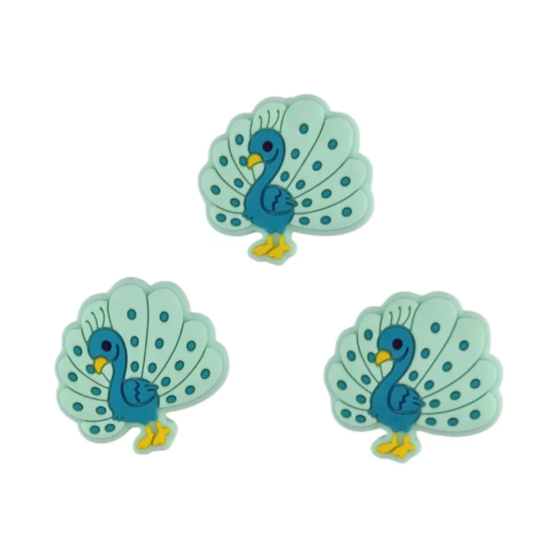 Perles en silicone - Paon - Menthe / Sarcelle