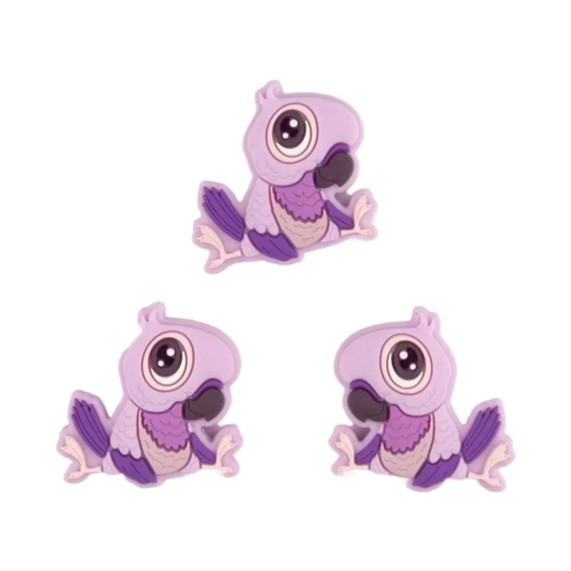 Perles en silicone - Perroquet - Lilas poudré