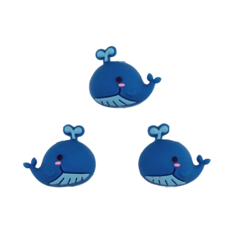 Perles en silicone - 3D - Baleine - Bleu sarcelle