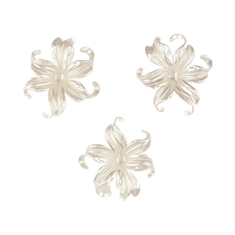 Fleur en acrylique - blanc nacré métallisé - 10x40 MM
