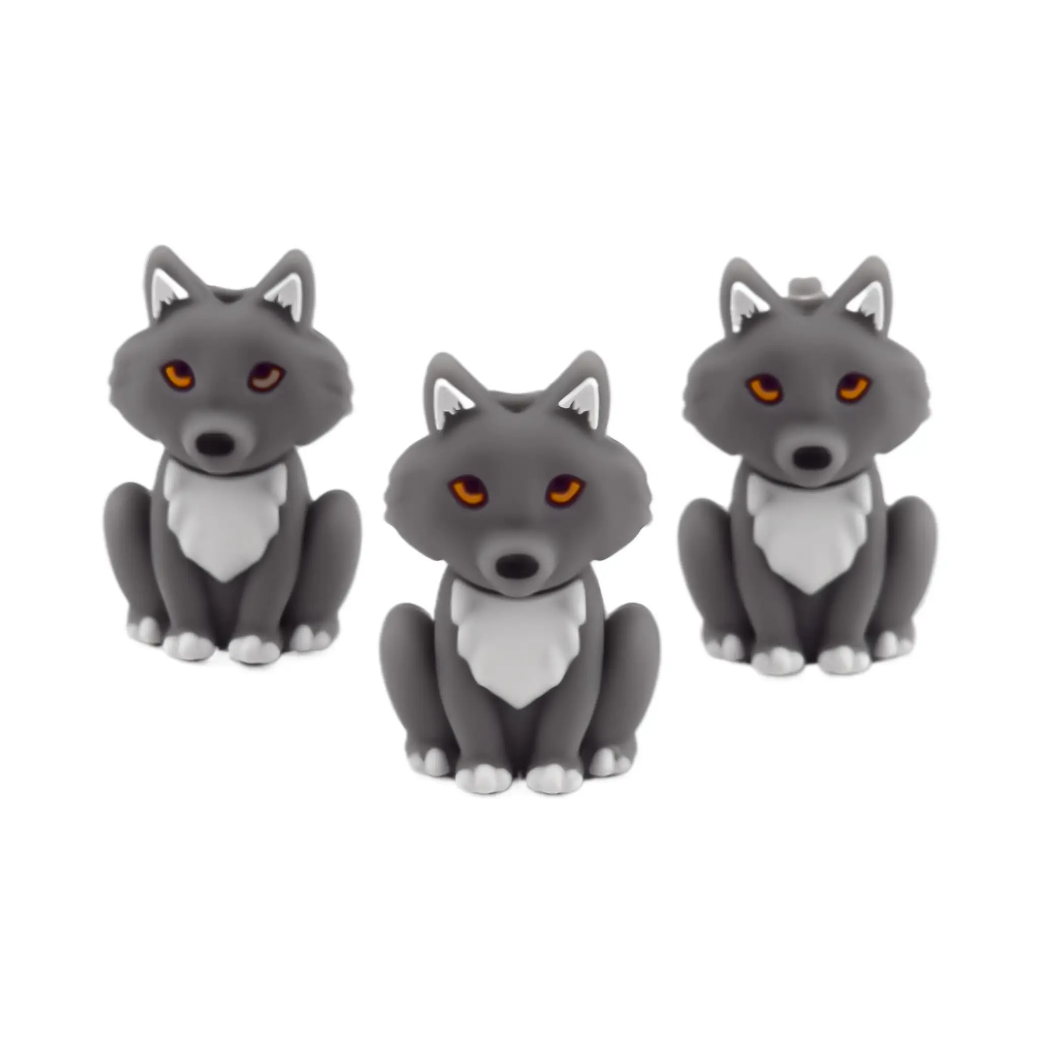 Namenlos-786 Silikonperlen - 3D - Wolf - Silbergrau – Bild 1