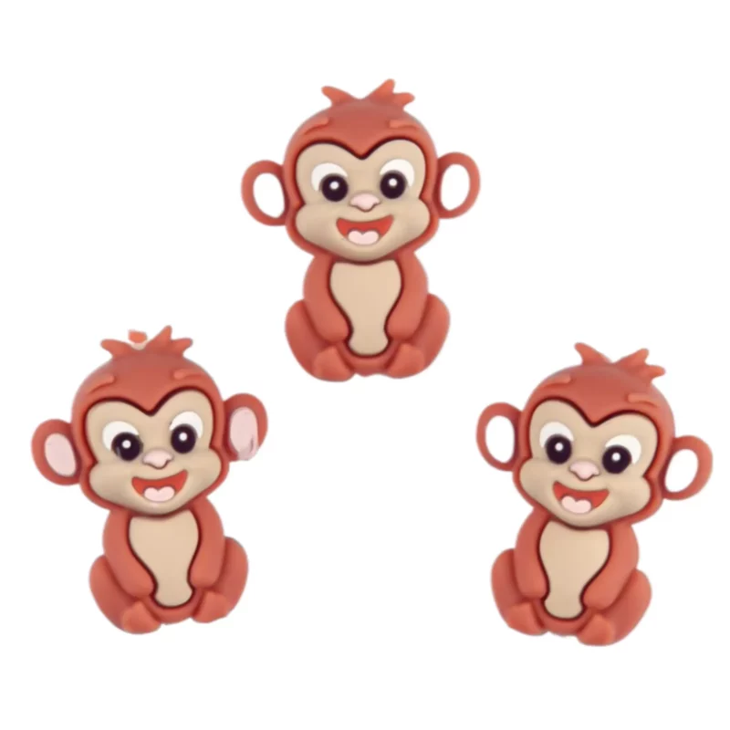 Silikonperlen - 3D - Affe - Steinrot