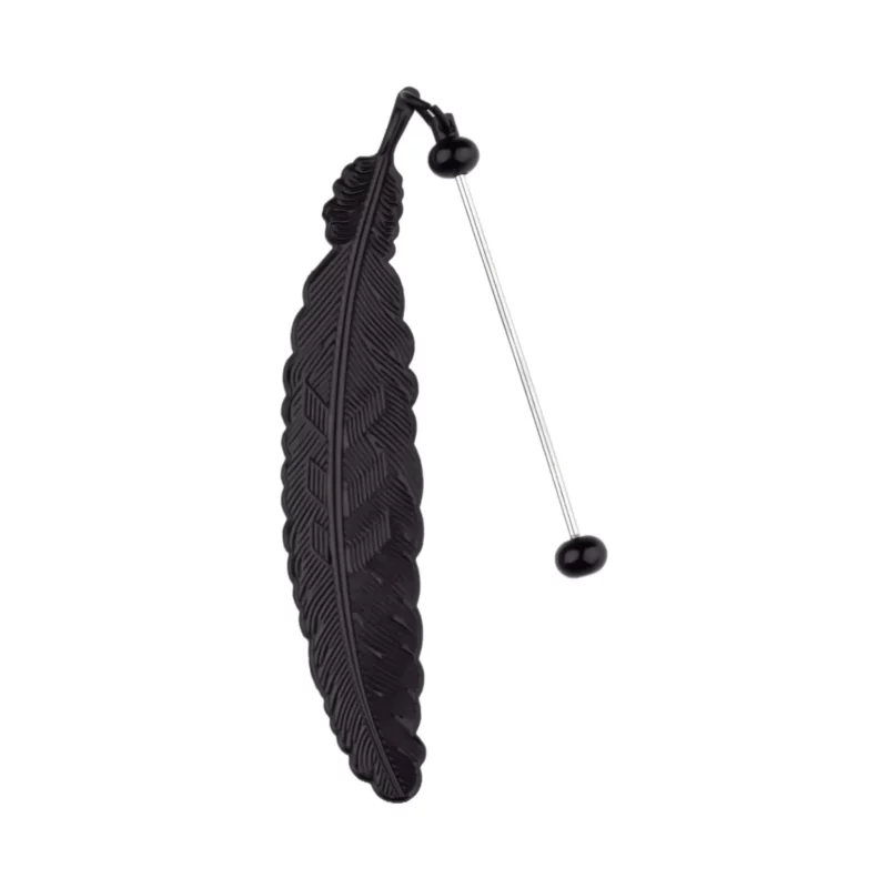 Lesezeichen Feder mit Bastelstab - Schwarz